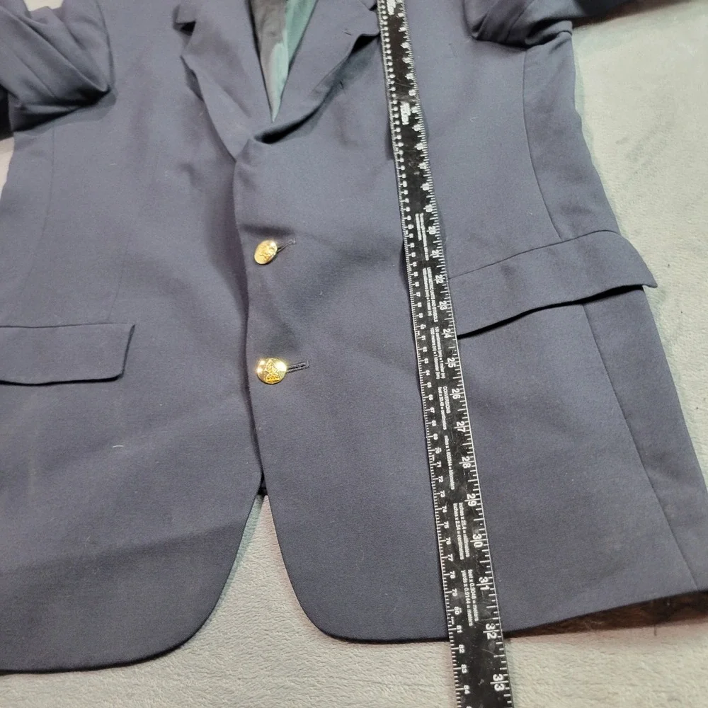 Austin‎ Reed Mens Navy Blue Pure Virgin Wool Blazer Gold Crest Buttons Dillard's